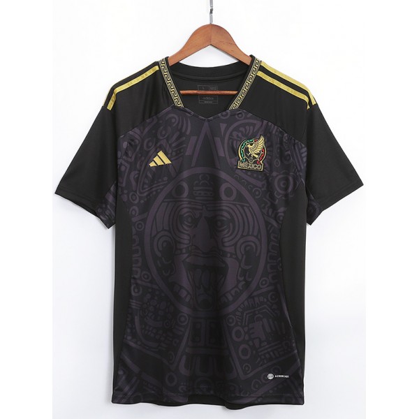 Mexico maglia da allenamento pre-partita uniforme da calcio da uomo nera abbigliamento sportivo maglia top kit 2023-2024